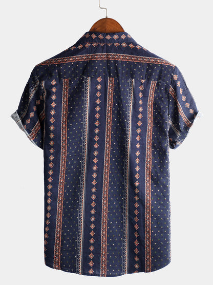 Men's Vintage Cotton Hawaiian Short Sleeve Shirt