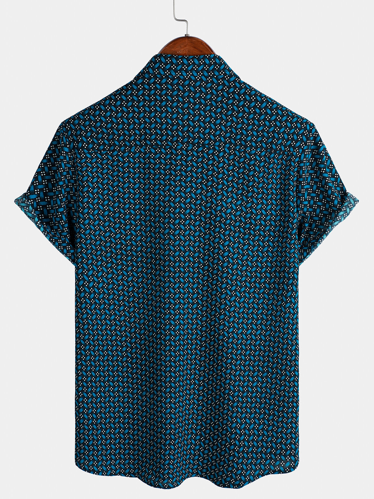 Men's Blue Casual Holiday Summer Short Sleeve Button Up Shirt