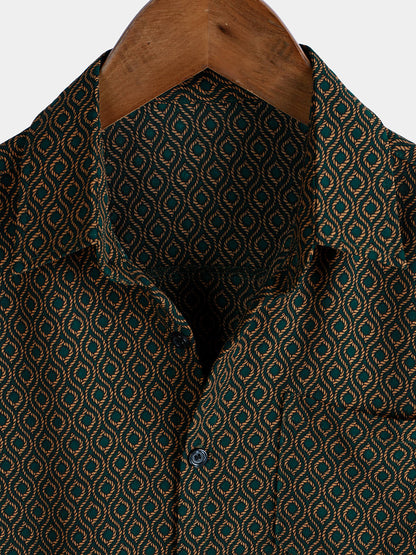 Men's Casual Holiday Short Sleeve Button Up Retro Shirt