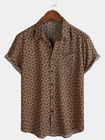 Men's Casual Holiday Short Sleeve Retro Shirt