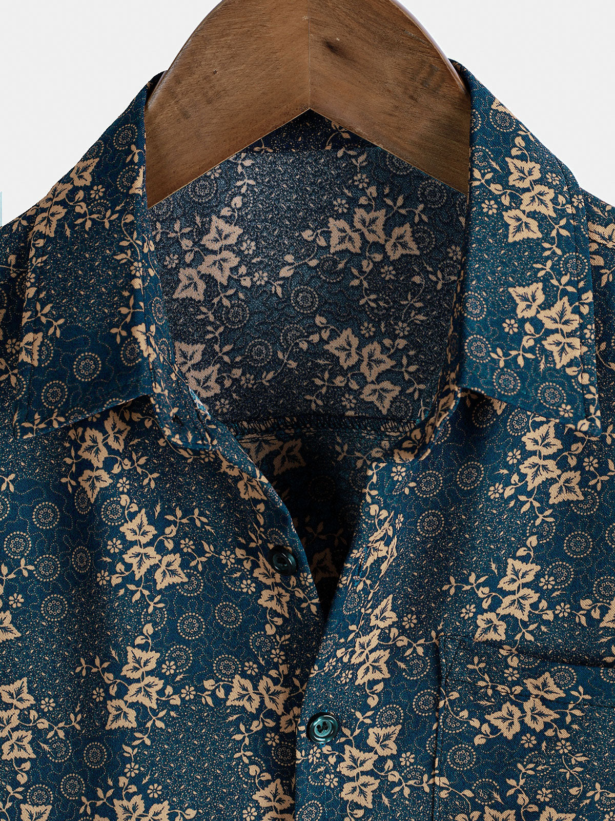 Men's Summer Retro Print Pocket Holiday Shirt