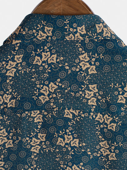 Men's Summer Retro Print Pocket Holiday Shirt
