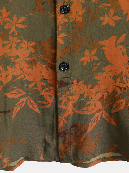 Men's Vintage Floral Holiday Short Sleeve Button Summer Beach Shirt