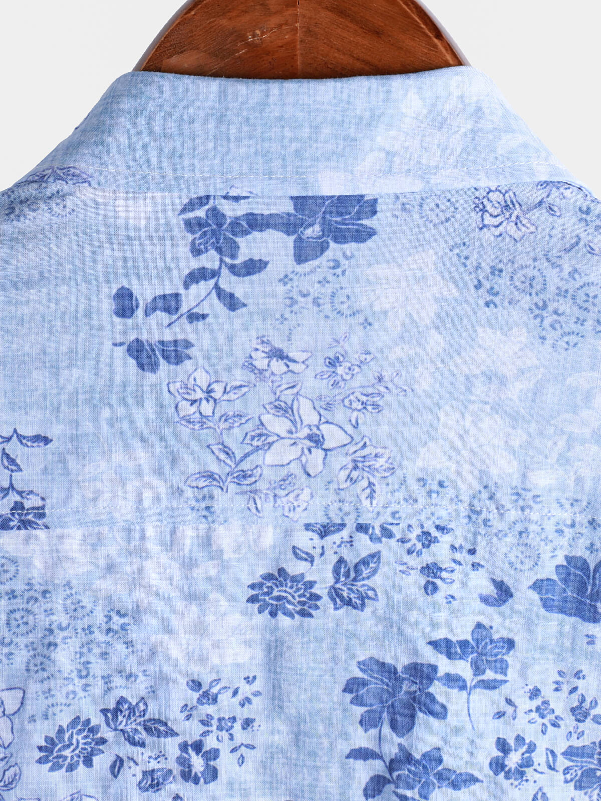 Men's Blue Floral Print Retro Short Sleeve Shirt