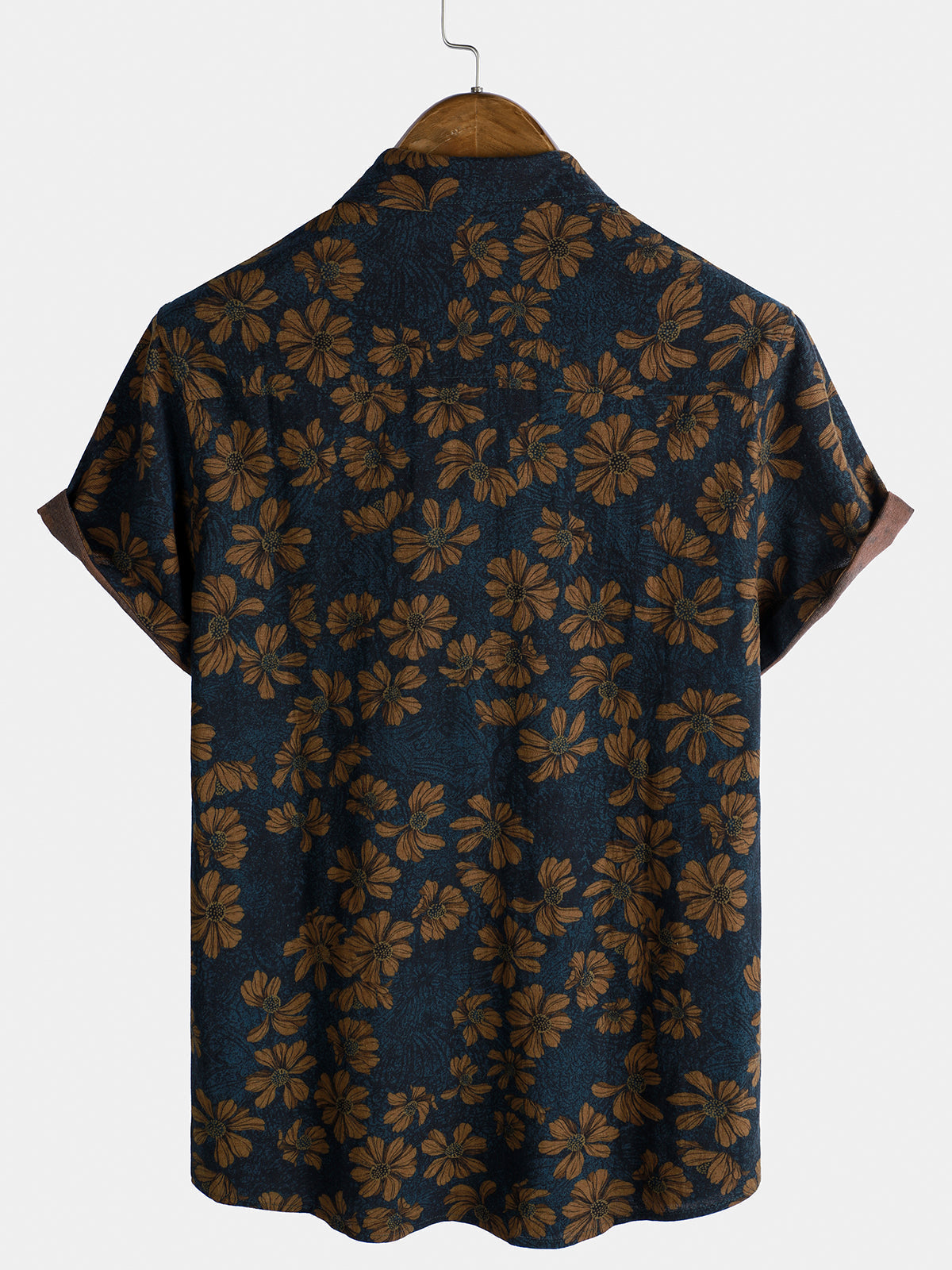 Men's Floral Print Vintage Flower Breathable Holiday Short Sleeve Shirt