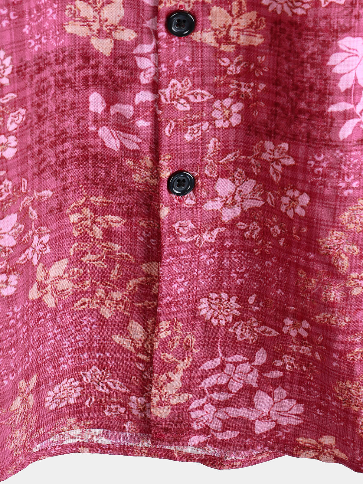 Men's Pink Floral Holiday Casual Pocket Short Sleeve Retro Shirt