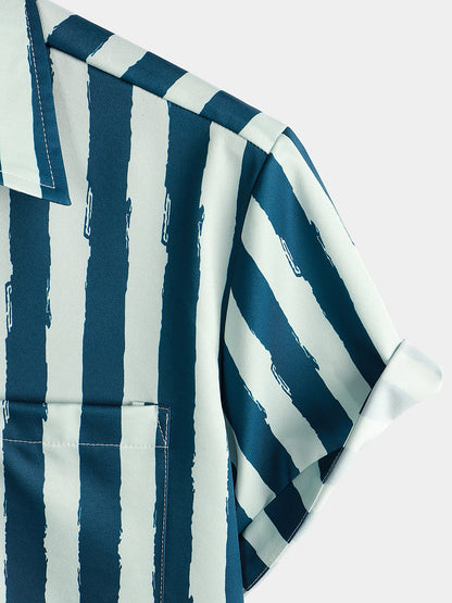 Men's Parrot Print Summer Pocket Short Sleeve Shirt