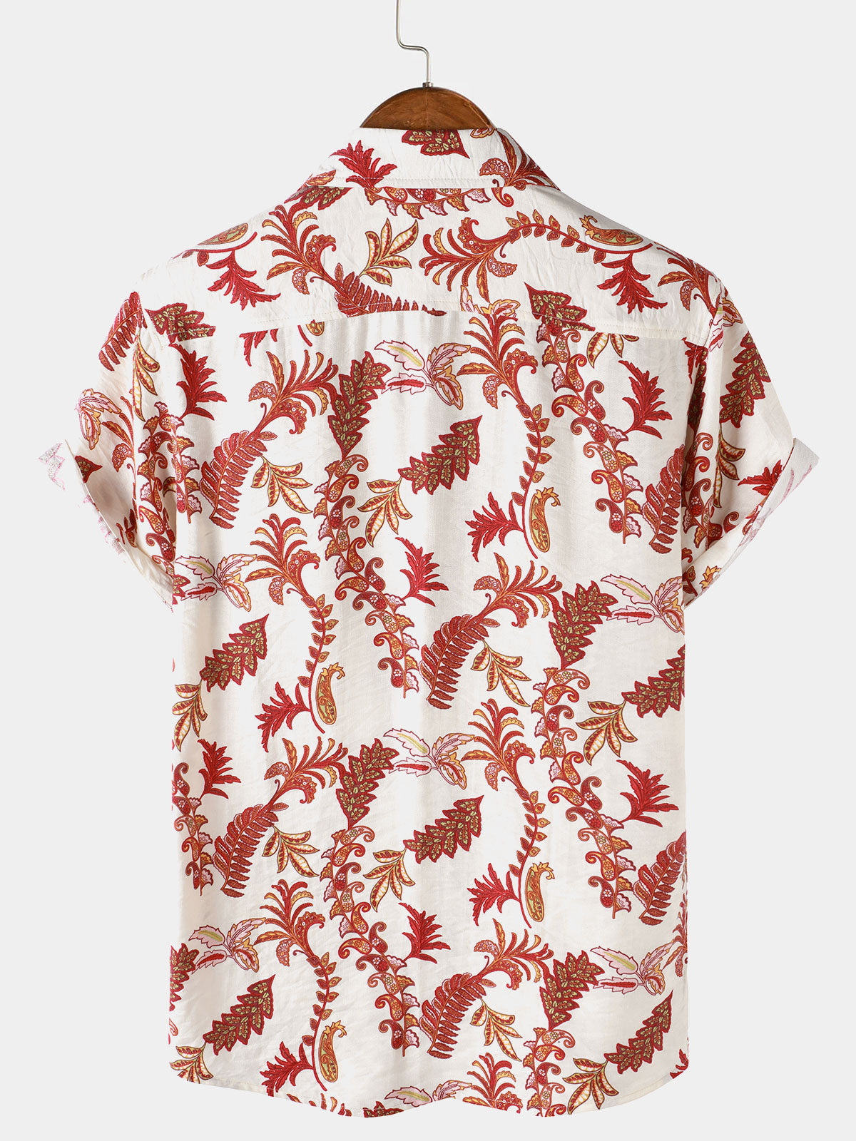Men's Paisley Floral Vacation Button Up Short Sleeve Shirt
