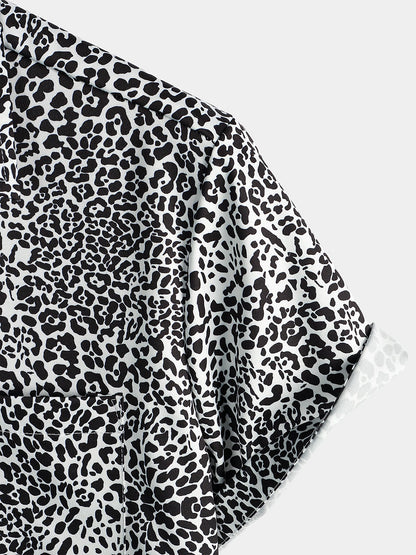 Men's Leopard Summer Pocket Short Sleeve Shirt