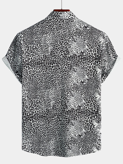 Men's Leopard Summer Pocket Short Sleeve Shirt