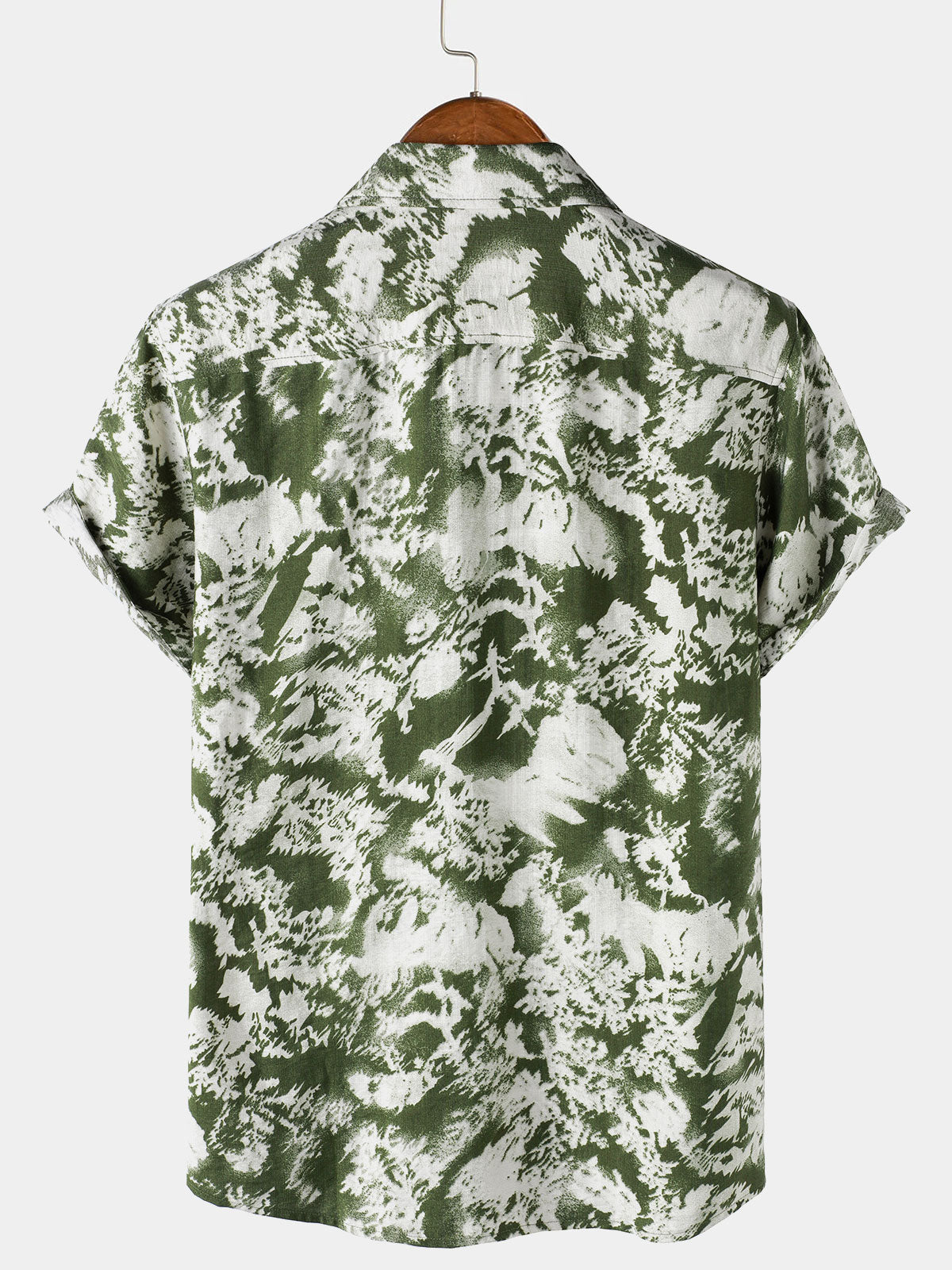 Men's Abstract Botanical Button Up Short Sleeve Shirt