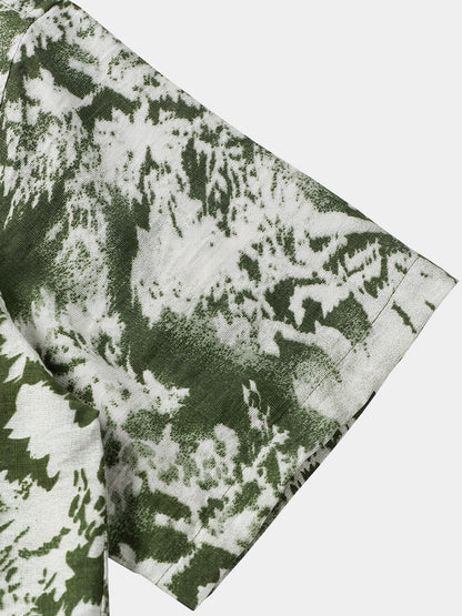 Men's Abstract Botanical Button Up Short Sleeve Shirt