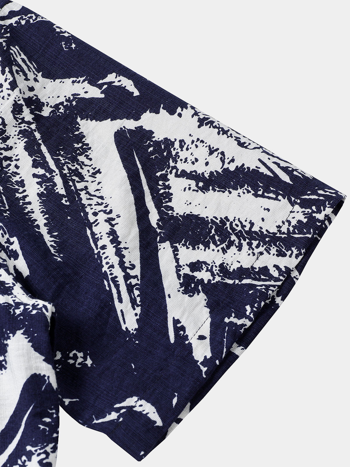 Men's Navy Blue Abstract Geometric Print Short Sleeve Shirt