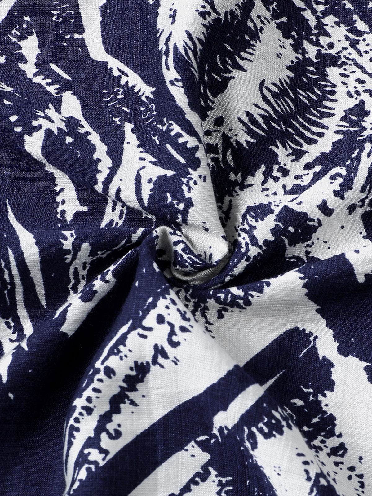 Men's Navy Blue Abstract Geometric Print Short Sleeve Shirt