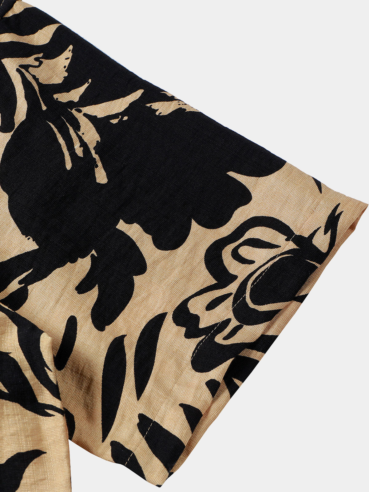 Men's Retro Abstract Botanical Button Up Short Sleeve Shirt