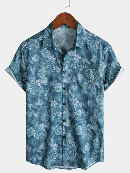 Men’s Tropical Floral Short Sleeve Lightweight Breathable Casual Shirt