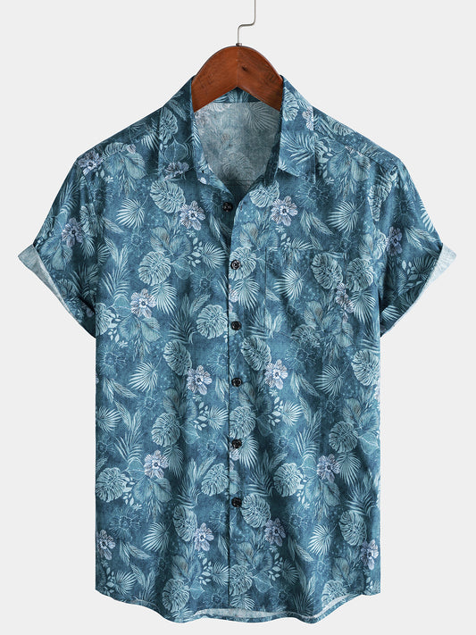 Men’s Tropical Floral Short Sleeve Lightweight Breathable Casual Shirt