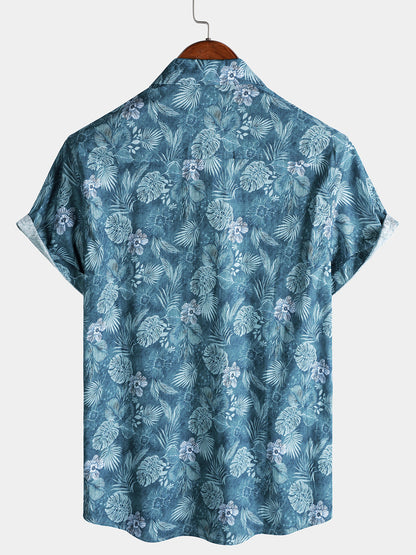 Men’s Tropical Floral Short Sleeve Lightweight Breathable Casual Shirt