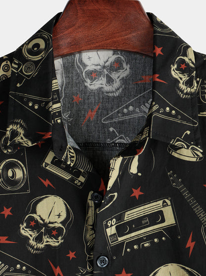 Men's Skull Music Punk Rock and Roll Cool Funny Hawaiian Shirt