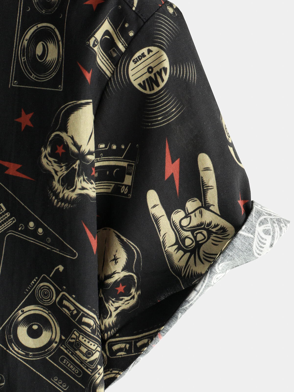 Men's Skull Music Punk Rock and Roll Cool Funny Hawaiian Shirt