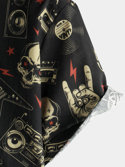Men's Skull Music Punk Rock and Roll Cool Funny Hawaiian Shirt