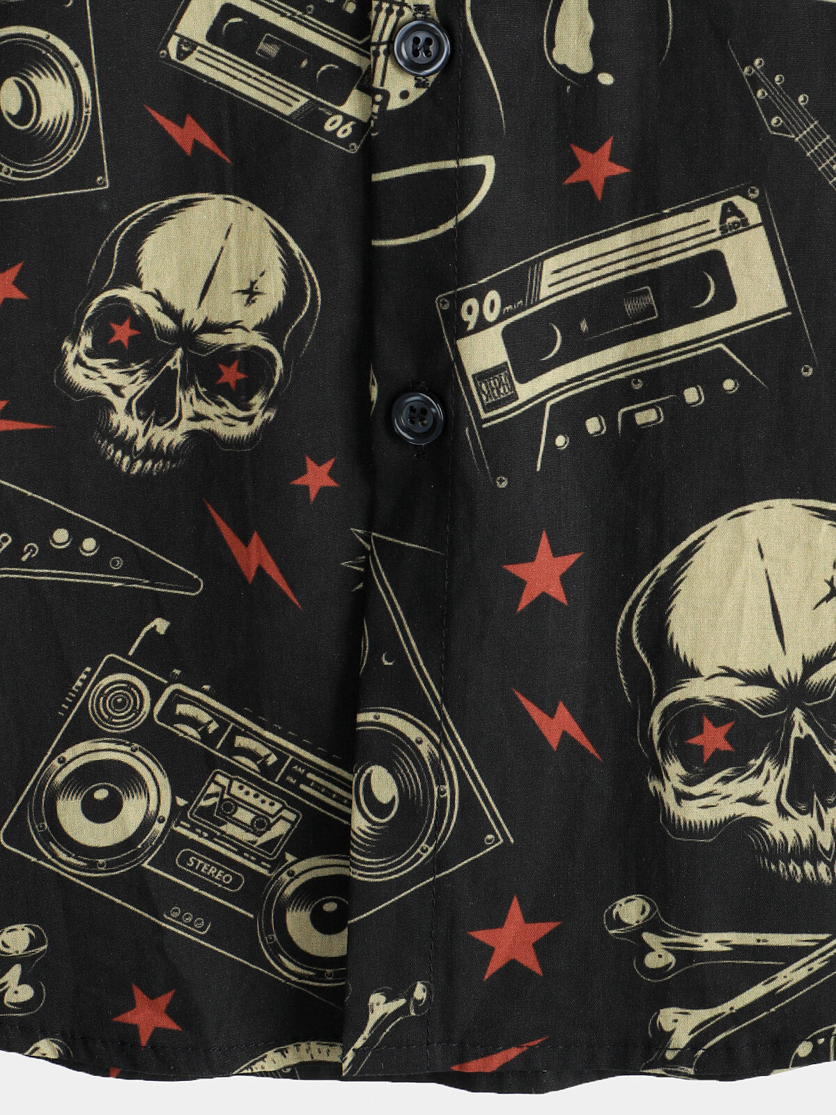 Men's Skull Music Punk Rock and Roll Cool Funny Hawaiian Shirt