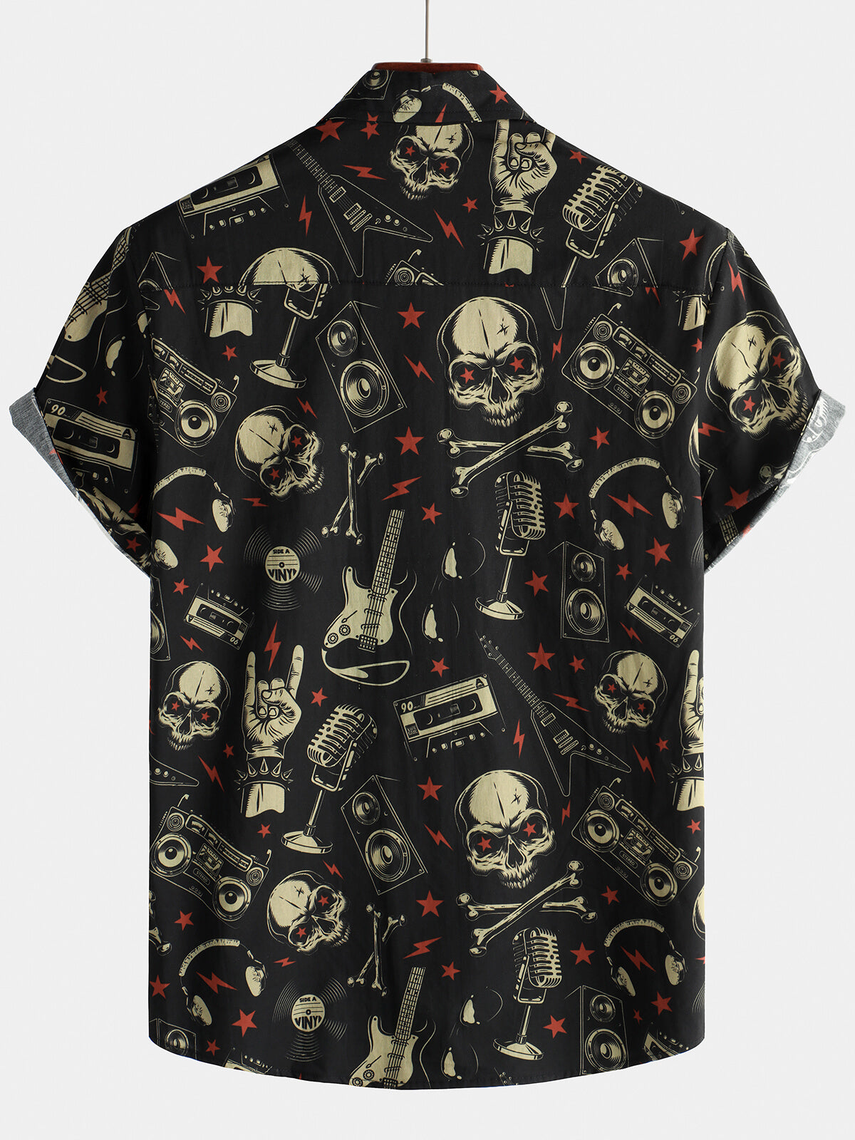 Men's Skull Music Punk Rock and Roll Cool Funny Hawaiian Shirt