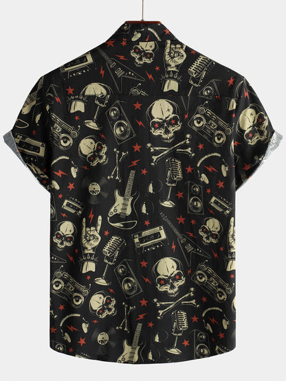 Men's Skull Music Punk Rock and Roll Cool Funny Hawaiian Shirt