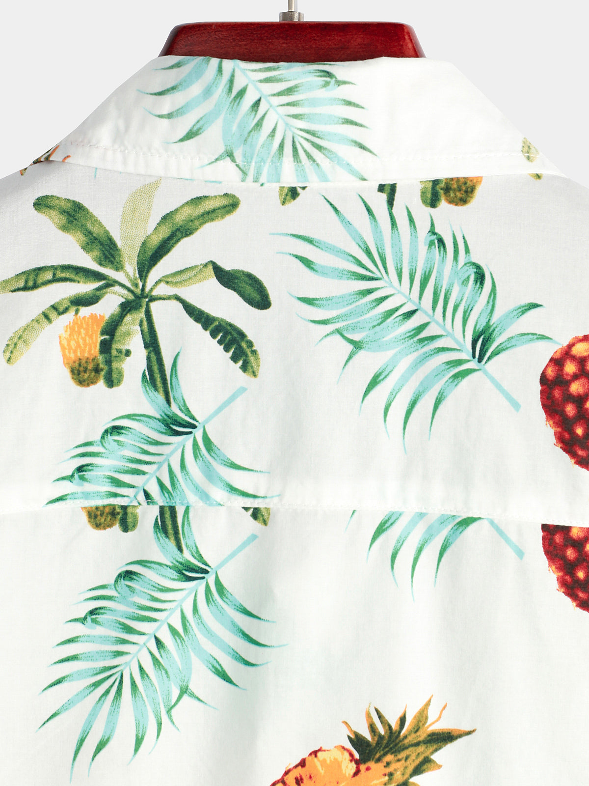 Men's Pineapple Print Cotton Tropical Fruit Holiday Short Sleeve Button Up Beach Hawaiian Shirt