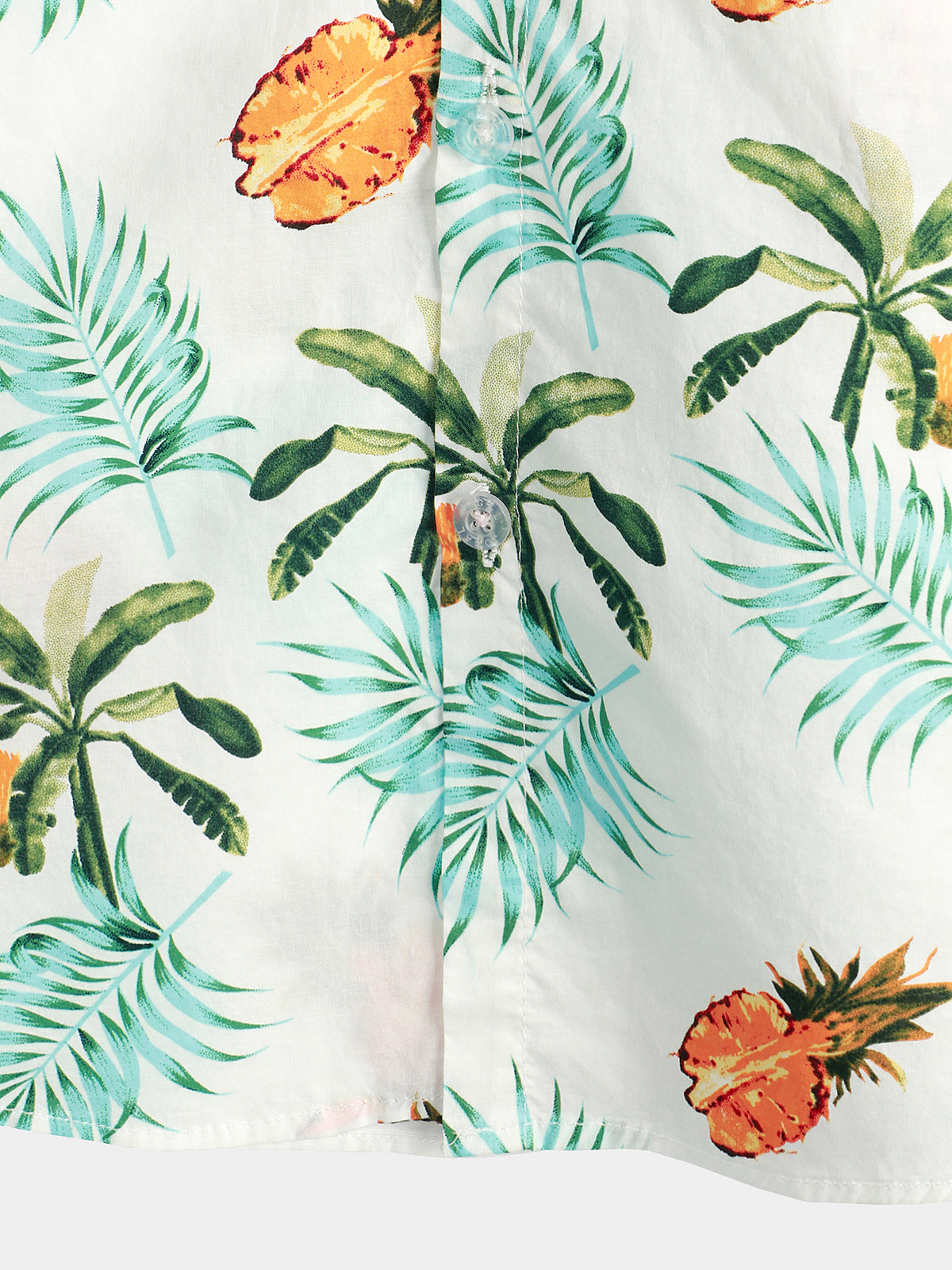 Men's Pineapple Print Cotton Tropical Fruit Holiday Short Sleeve Button Up Beach Hawaiian Shirt