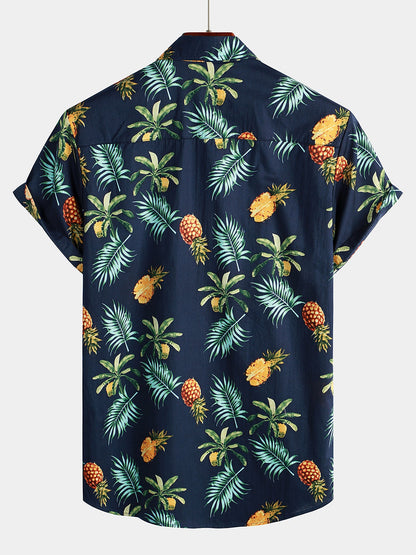 Men's Pineapple Print Short Sleeve Hawaiian Shirt