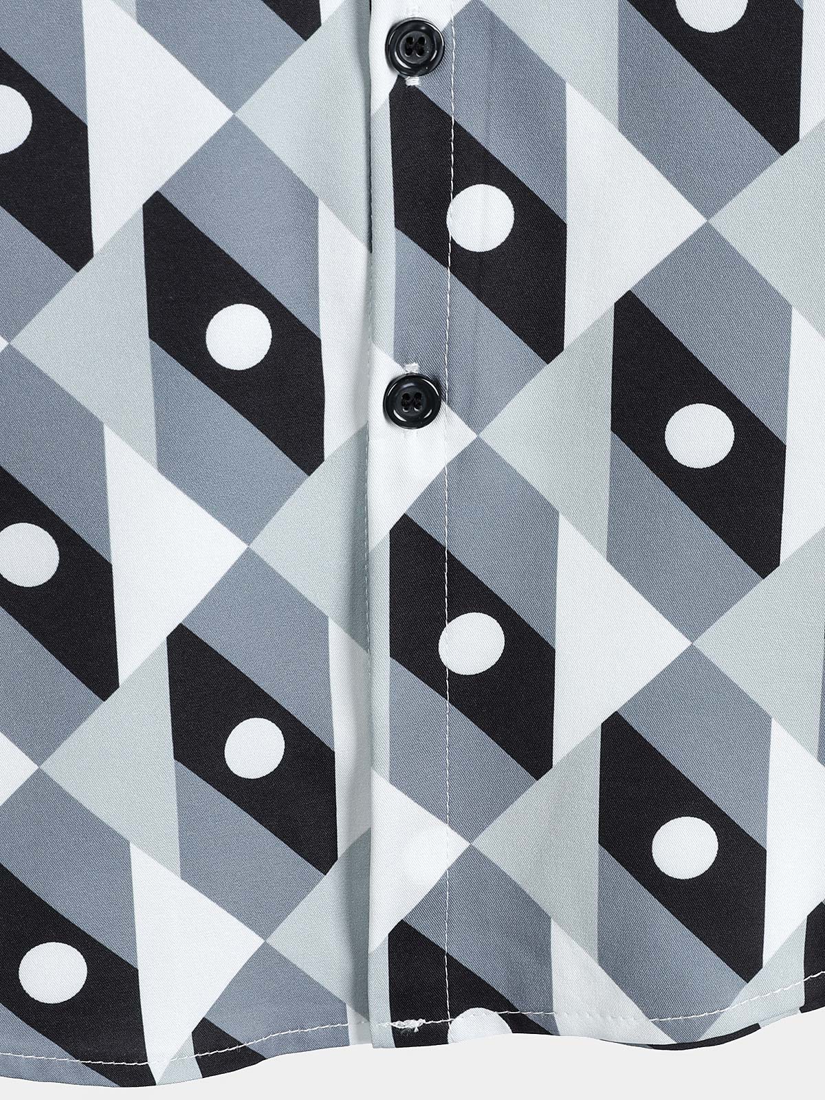 Men's Grey Geometric Graphic Leisure Coastal Weekend Travel Tropical Summer Shirt