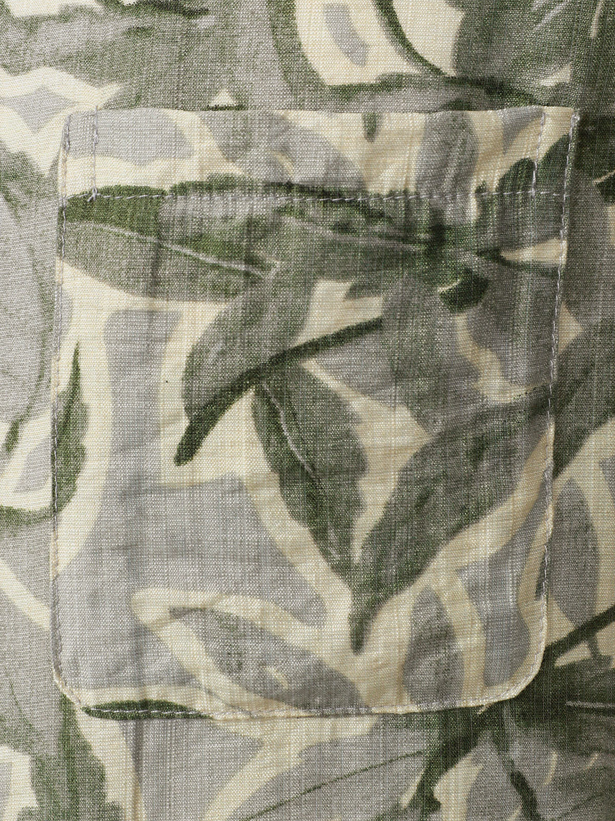 Men's Green Tropical Print Pocket Resort Short Sleeve Shirt