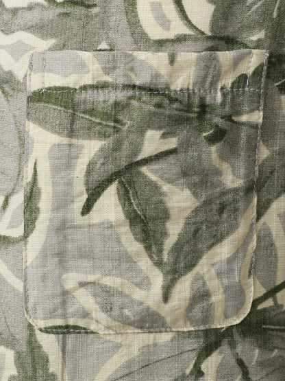 Men's Green Tropical Print Pocket Resort Short Sleeve Shirt