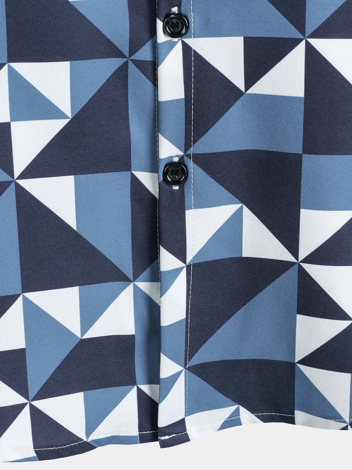 Men's Navy Blue Abstract Graphic Island Cruise Summer Holiday Resort Shirt