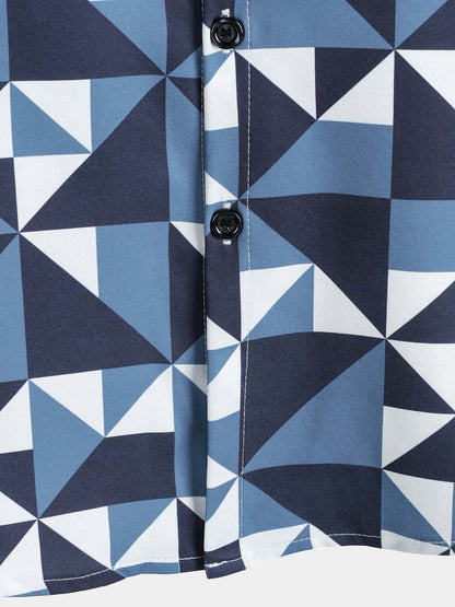 Men's Navy Blue Abstract Graphic Island Cruise Summer Holiday Resort Shirt