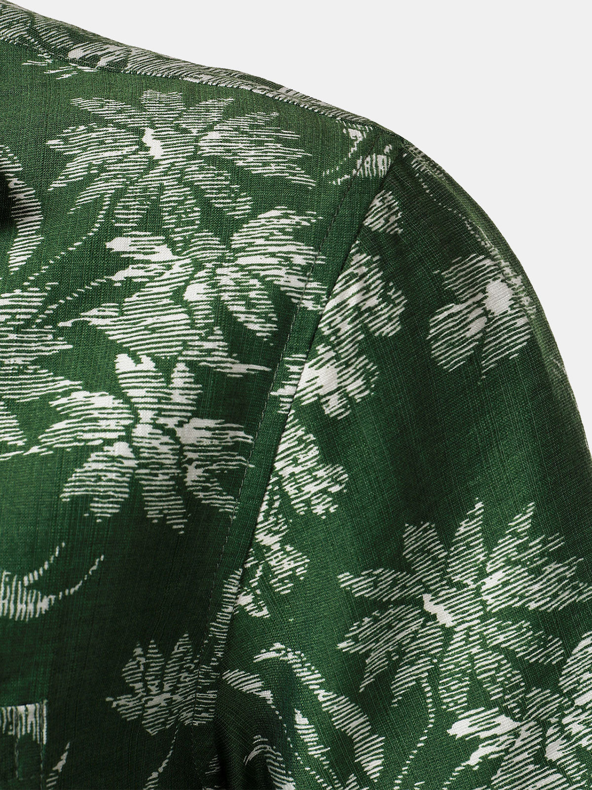 Men's Green Tropical Floral Print Casual Hawaiian Shirt