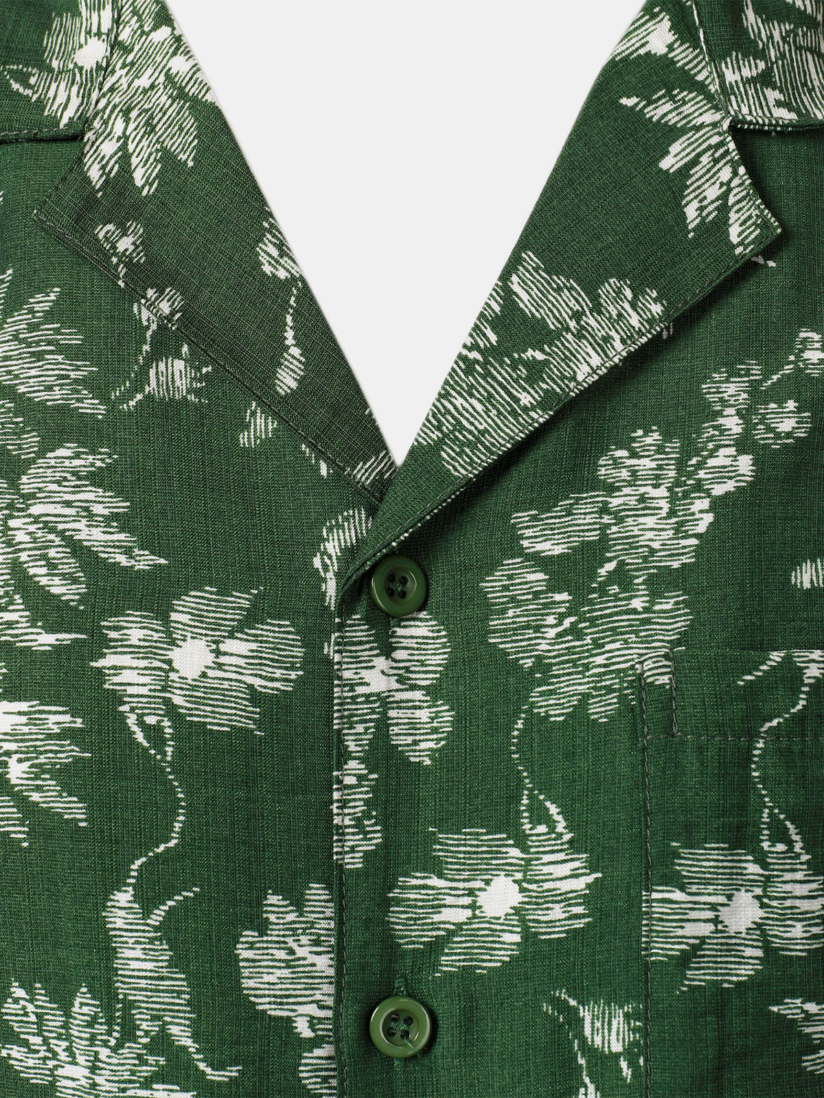 Men's Green Tropical Floral Print Casual Hawaiian Shirt