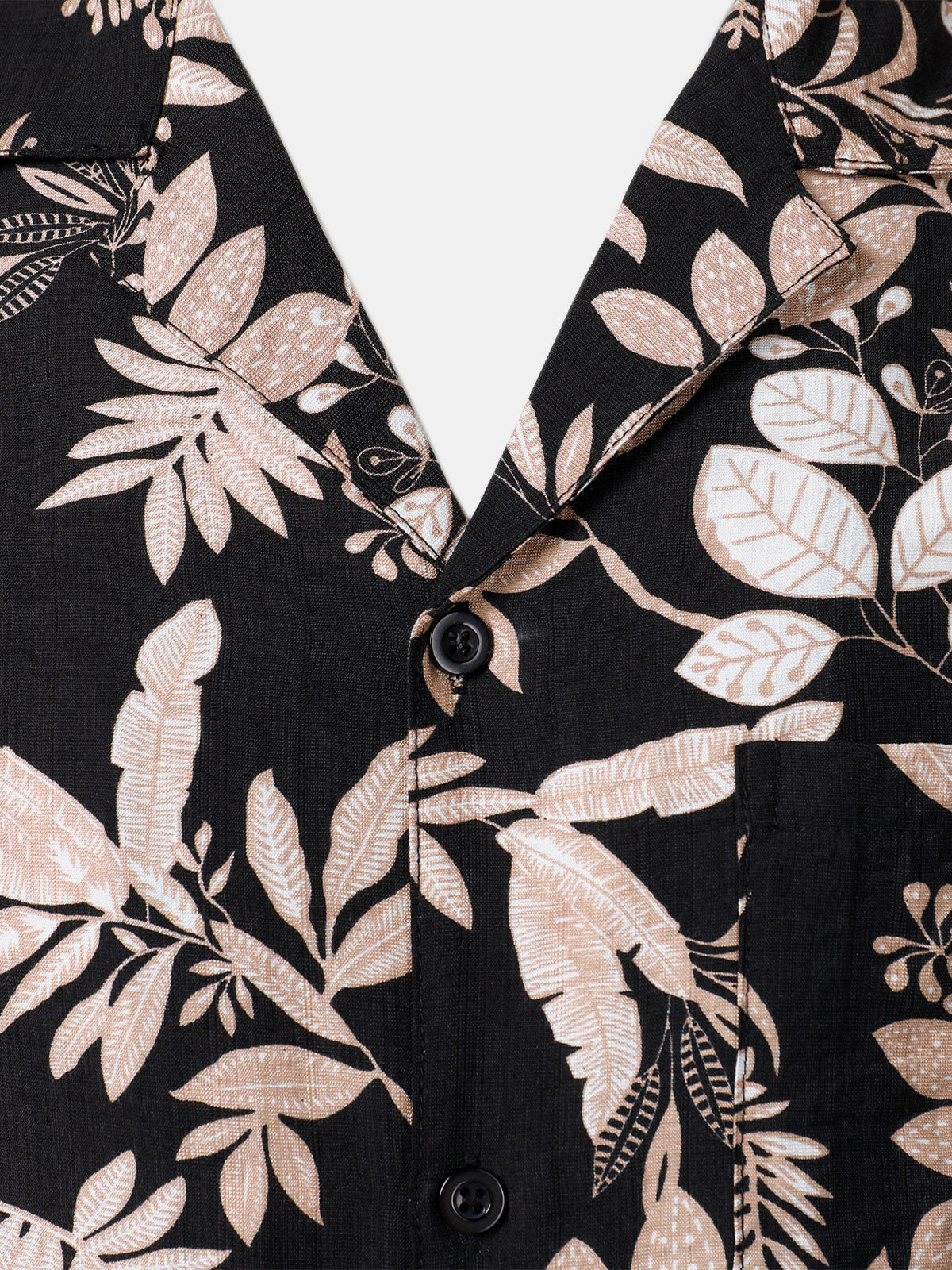 Men's Tropical Leaf  Print Summer Beach Short Sleeve Shirt