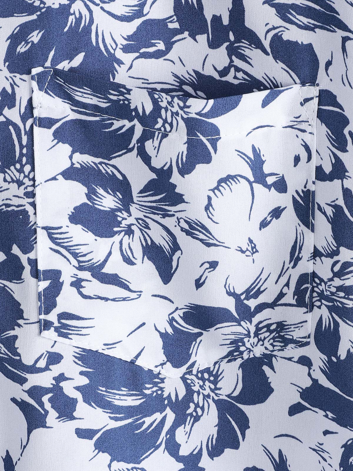 Men's Blue Botanical Graphic Leisure Tropical Pool Party Summer Casual Shirt