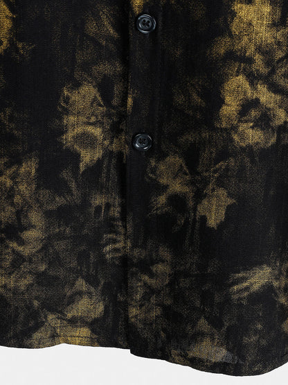 Men's Vintage Floral Black Breathable Vacation Short Sleeve Shirt