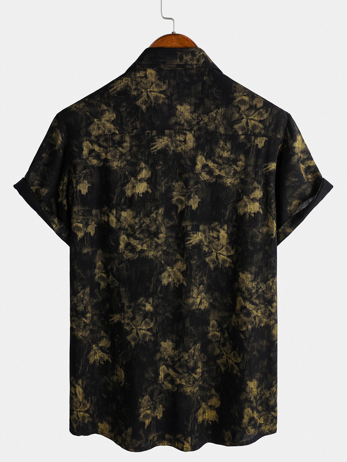 Men's Vintage Floral Black Breathable Vacation Short Sleeve Shirt
