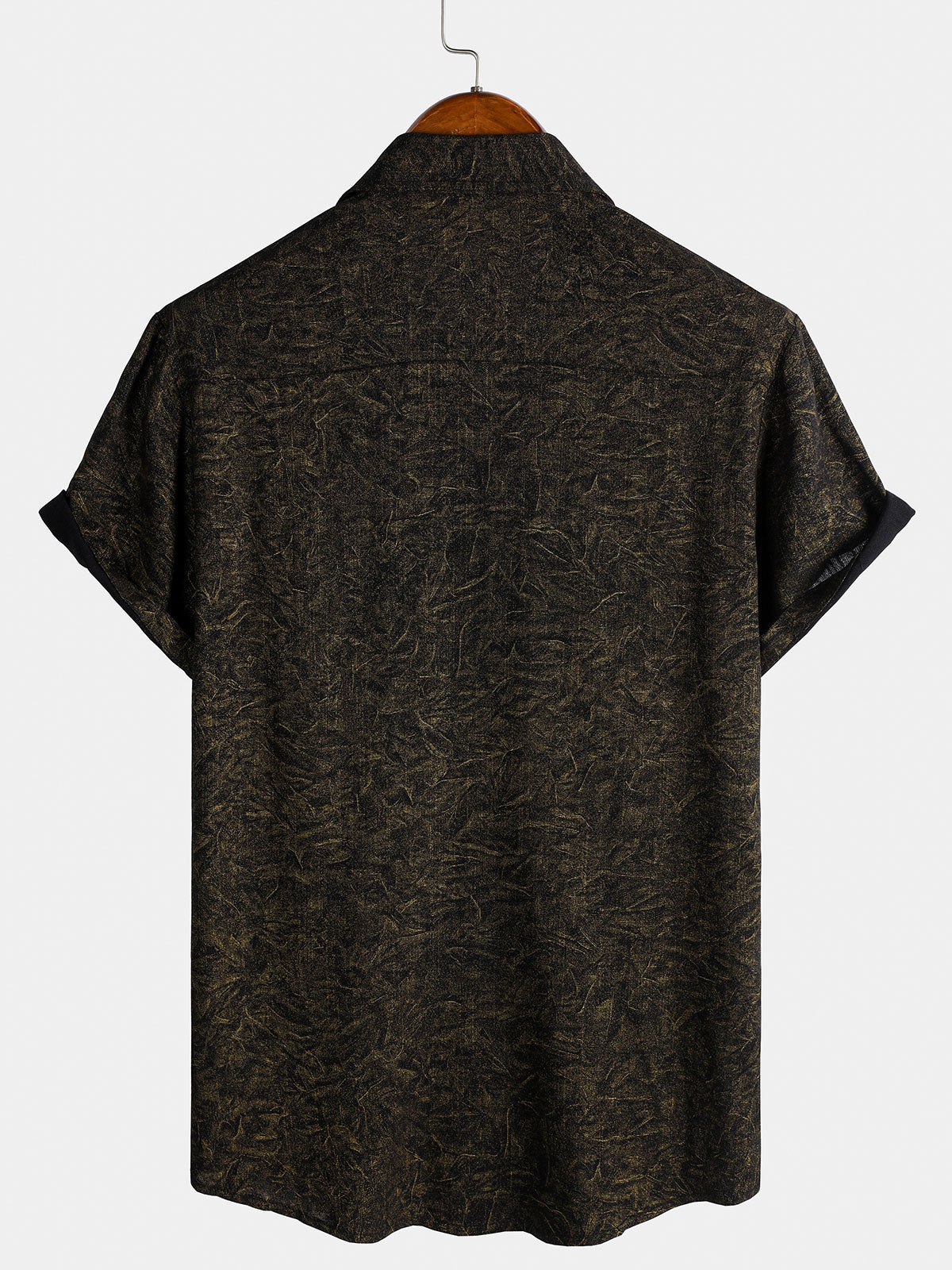 Men's Summer Holiday Black Casual Vintage Short Sleeve Shirt