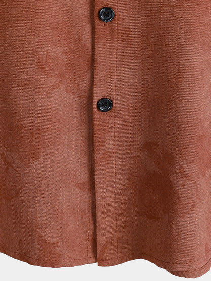 Men's Vintage Floral Brown Breathable Vacation Short Sleeve Shirt