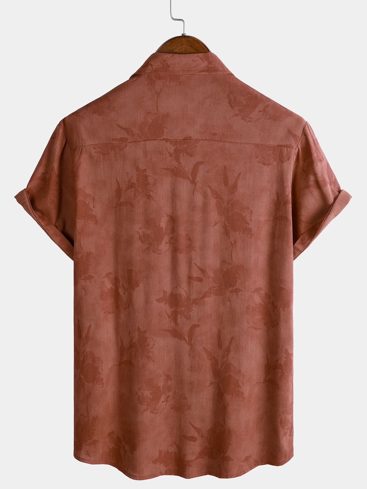 Men's Vintage Floral Brown Breathable Vacation Short Sleeve Shirt