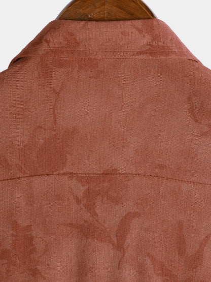 Men's Vintage Floral Brown Breathable Vacation Short Sleeve Shirt