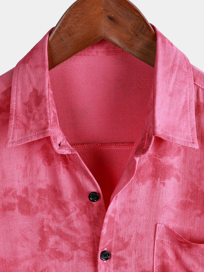 Men's Vintage Floral Pink Breathable Vacation Short Sleeve Shirt