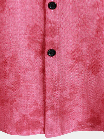 Men's Vintage Floral Pink Breathable Vacation Short Sleeve Shirt