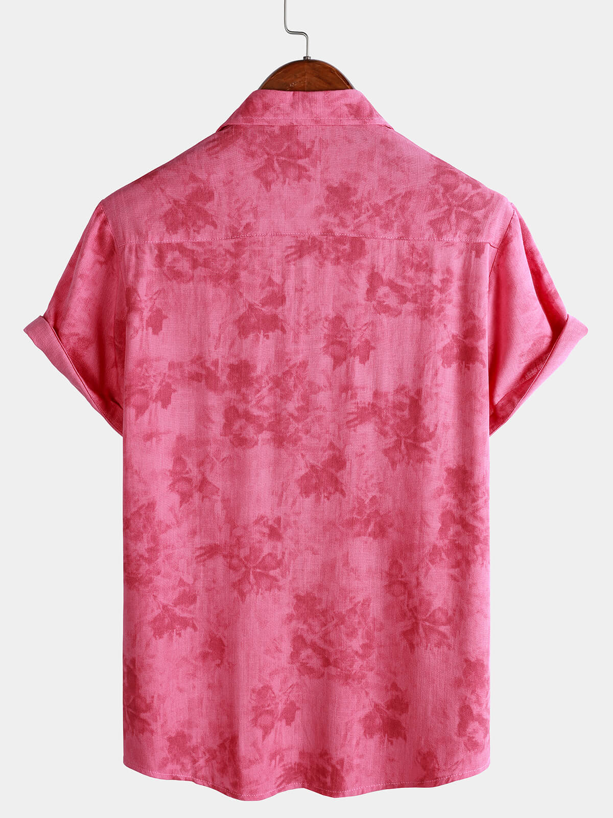 Men's Vintage Floral Pink Breathable Vacation Short Sleeve Shirt