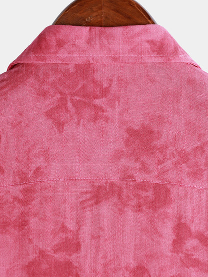 Men's Vintage Floral Pink Breathable Vacation Short Sleeve Shirt